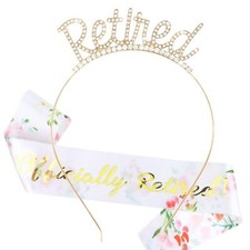 Retirement Crown and Sash Set  Retirement Headband for Women  Officially Retire...