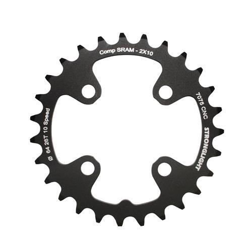 Plateau VTT 26 dents noir entraxe 64mm pour transmission 2x10v