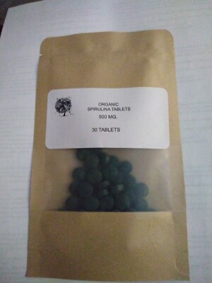 ORGANIC SPIRULINA  VEGETARIAN TABLETS~1000 MG. PER SERVING - 30 COUNT~