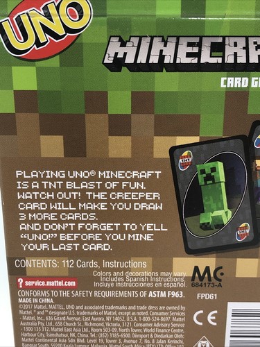 Original Mattel UNO Minecraft Game - Picture 6 of 6