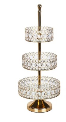 Mehrlagig Elegant Hochzeit Rund Tortenständer Display mit Spiegel Tablett (3 Schicht)