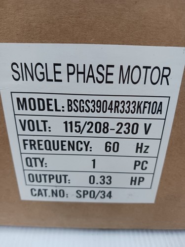 NEW TECO 1/3 HP AC ELECTRIC MOTOR SP0/34 FRAME 48 115-208-230 V 1PH 1740 RPM ODP - Picture 6 of 7