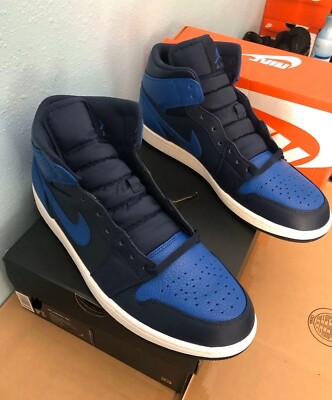 Nike Air Jordan 1 Mid Obsidian Black Game Royal Blue Men display picture 3