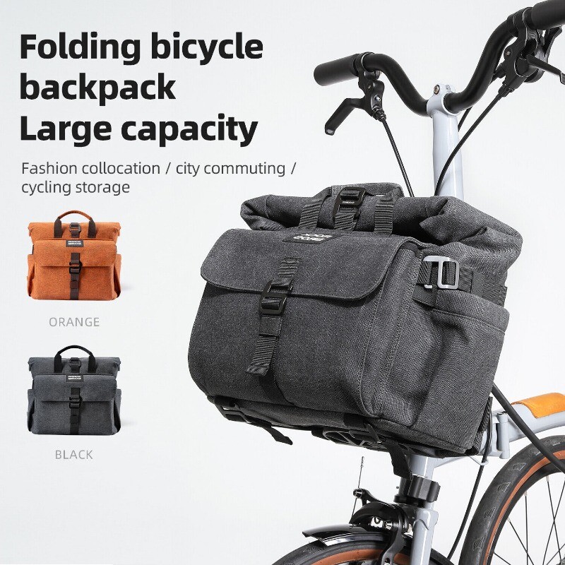 ROCKBROS Folding Bike Bag Front Frame Backpack&Bracket 15L Main