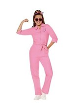 Barbie The Movie 2023 Adult Halloween Costume Pink Power Jumpsuit MEDIUM IN HAND