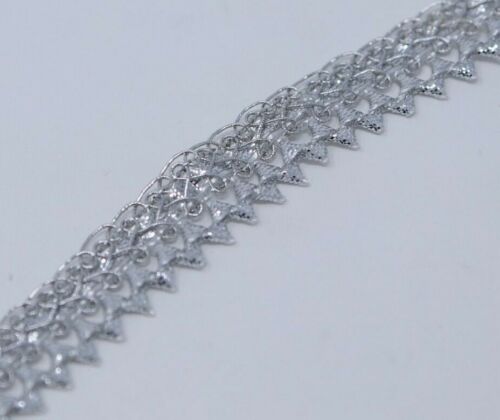 FCL 1,5 Cm W 2 M Capesante Metallizzate Gota Zari Pizzo Artigianale Rifinitura Abbellimento Cucito - Foto 3 di 25