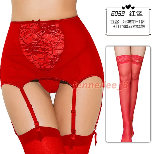 Women Sexy Lingerie Garter Belts Stocking High Waist Lace Suspender Sock Set Hot - Bild 17 von 32