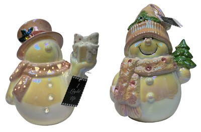 Leuchtender Schneemann Statue Weihnachten Wohndeko Ornament LED Licht Neuheit Licht