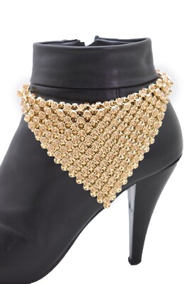 Women Gold Metal Boot Chain Band Bracelet Shoe Bling Bandanna Charm Wrap Around