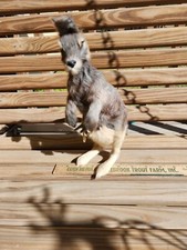 Vintage Kangaroo and Joey FIGURINE with Real Fur Standing 10"