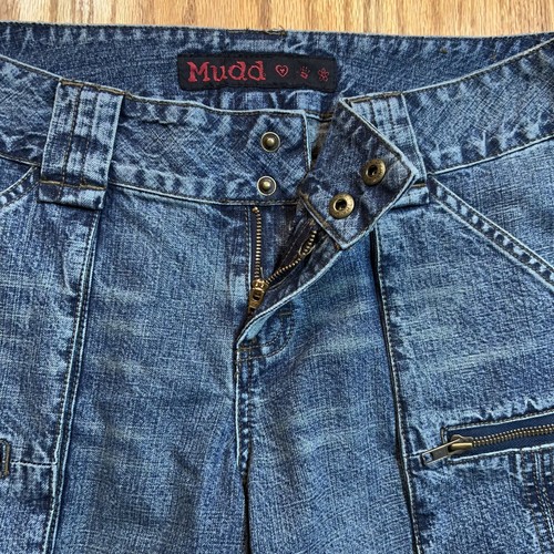 VINTAGE Y2K Mudd Jeans Gr. 13 blau Denim Baggy gerade Knöpfe Reißverschlüsse - Bild 2 von 12