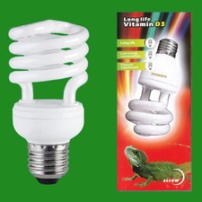 13W CFL Spiral Vitamin D3 UVB 5.0, Plant, Reptile E27 Edison Screw Light Bulb