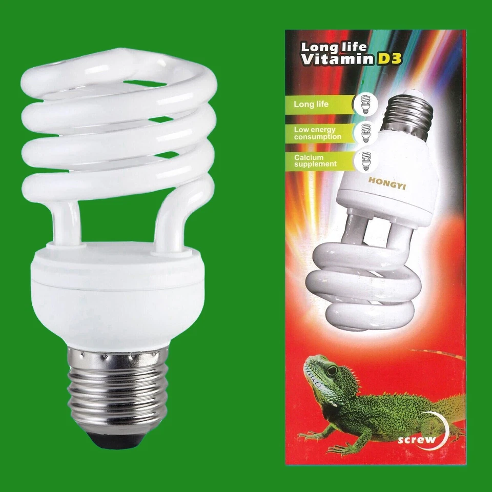 13W CFL Spiral Vitamin D3 UVB 5.0, Plant, Reptile E27 Edison Screw Light Bulb