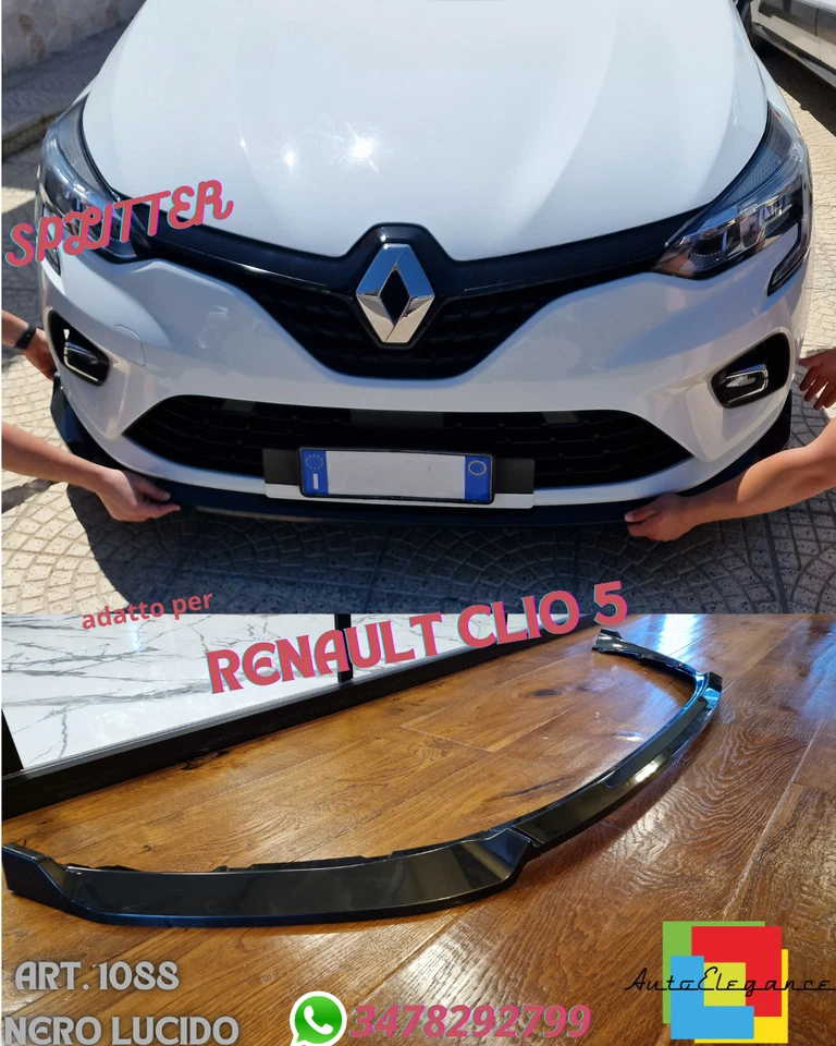 ☀SPLITTER GEEIGNET FÜR RENAULT CLIO 5 STANDARD LOOK EVO V1 GLÄNZEND SCHWARZ 3 ST - Bild 3 von 4