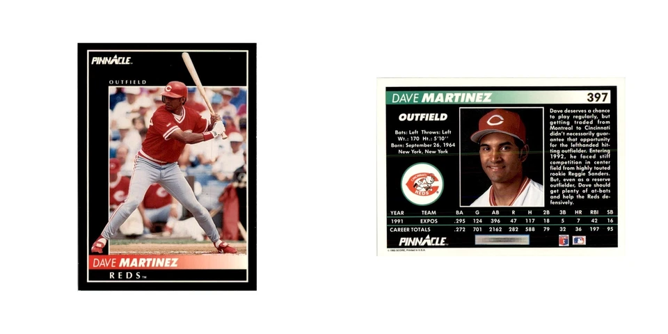 1992 Pinnacle Dave Martinez Baseball Cards #397 - Image 3 of 3