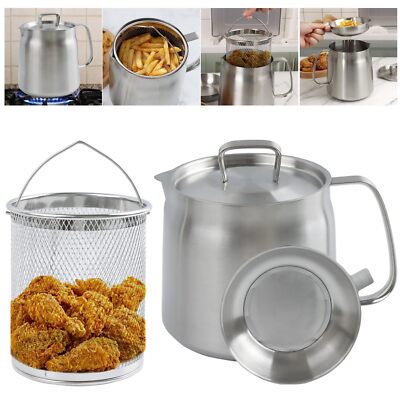 304 Stainless Steel Oil Filter Pot 50oz Heavy Duty Bacon Grease Container wit...