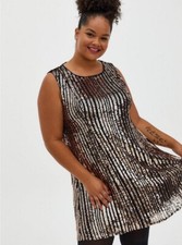 Torrid 2x Mini Dress Holiday sequin 2 18 20 Black Gold Women Sparkly Plus Party
