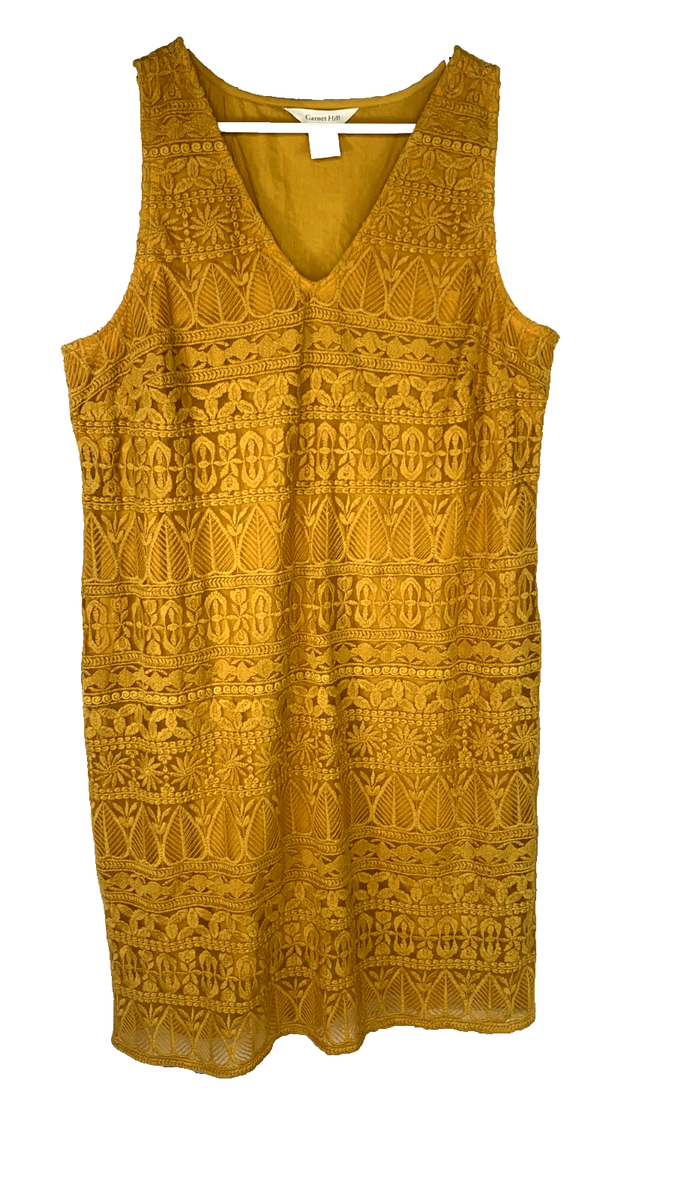 NEW Garnet Hill V-Neck Easy Embroidered Lace Dress in Goldenrod Size 12 | eBay NEW Garnet Hill V-Neck Easy Embroidered Lace Dress in Goldenrod Size 12 | eBay