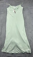 Anthropologie Dress Women Extra Large Green Elyse Slip Midi Side Slit NEW