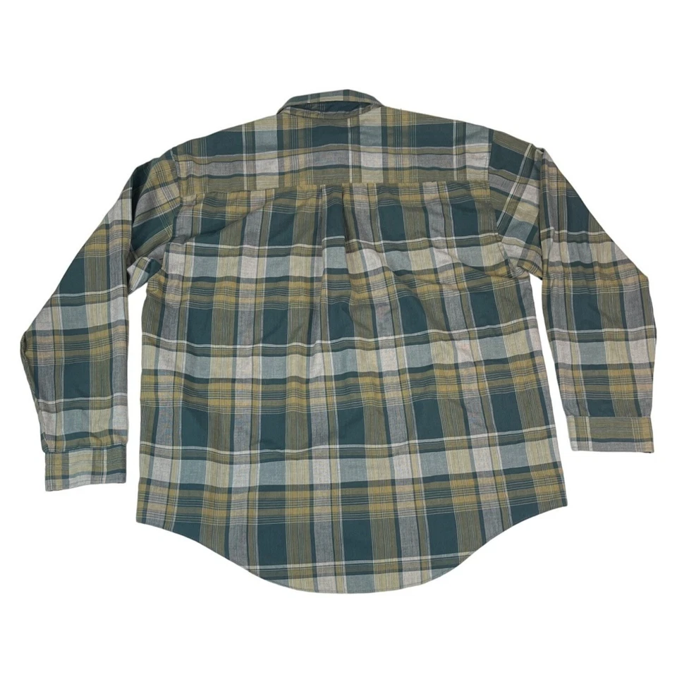 Camisa de vestir Puritan para hombre L 16,5 35-36 verde amarillo blanco a cuadros algodón poliéster Foto 2 de 4
