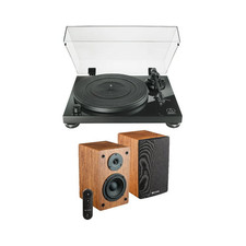 Audio Technica At Lpw50pb Manual Belt Drive Turntable W Speakers Bundle
