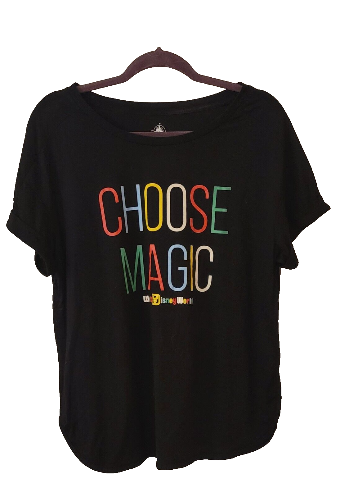Disney Choose Magic black rainbow tee colorful vacation shirt WDW-image