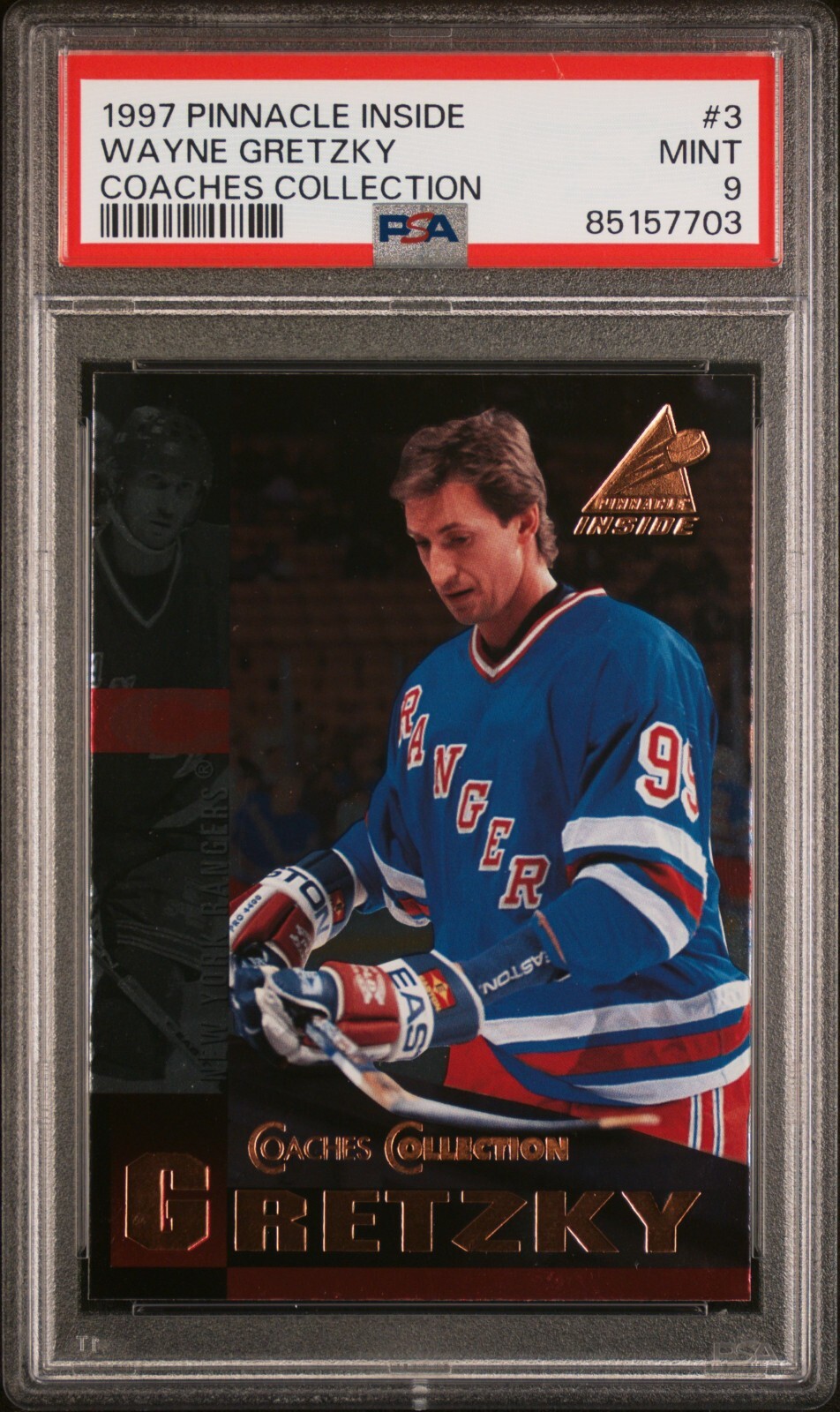 *POP 7* 1997 PINNACLE INSIDE COACH'S COLLECTION WAYNE GRETZKY #3 PSA 9 NEW YORK