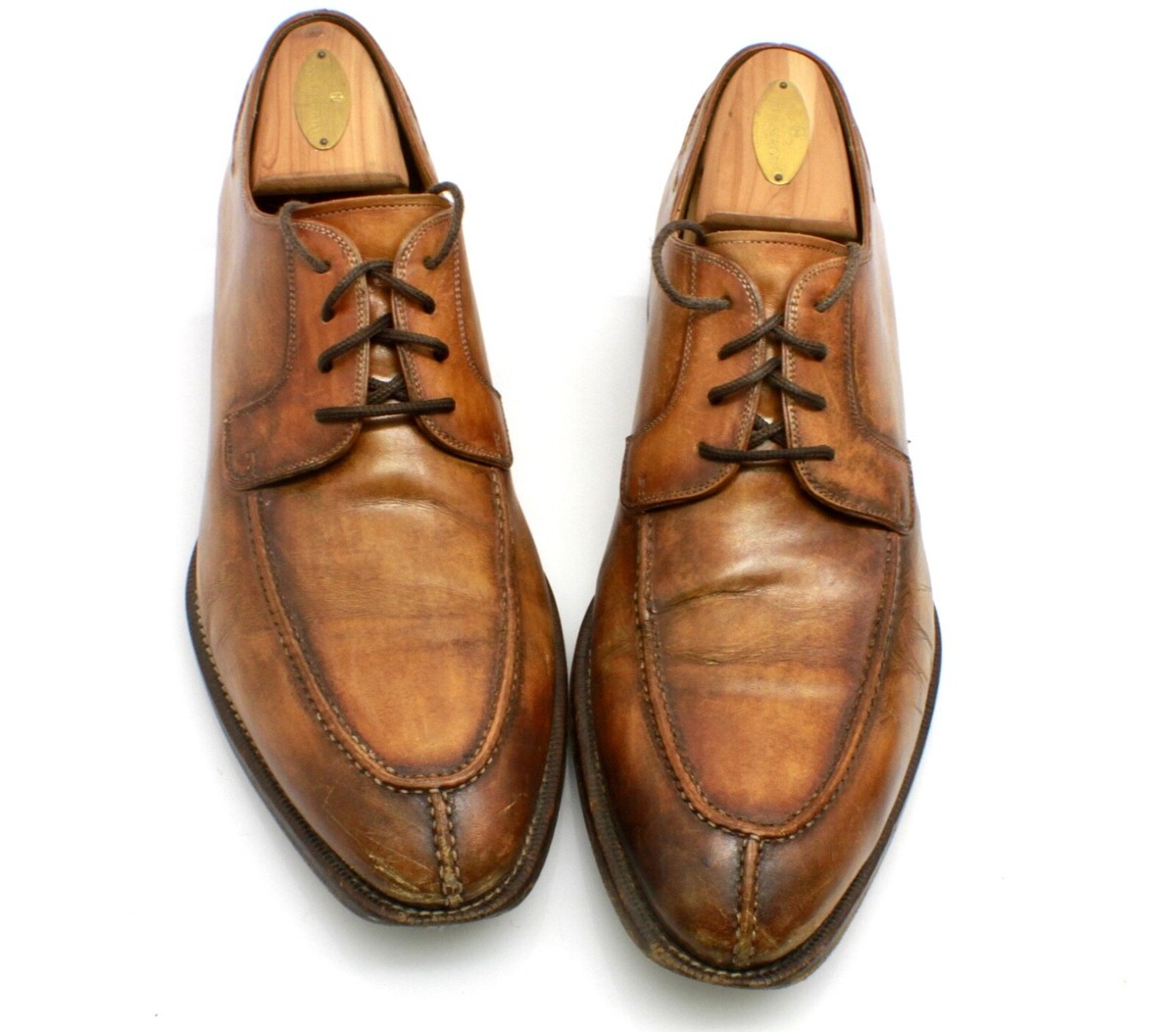 Magnanni Men's Brown Leather Apron Toe Lace-Up Derby Dress Shoes