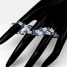 925 sterling silver ring with blue, white CZ