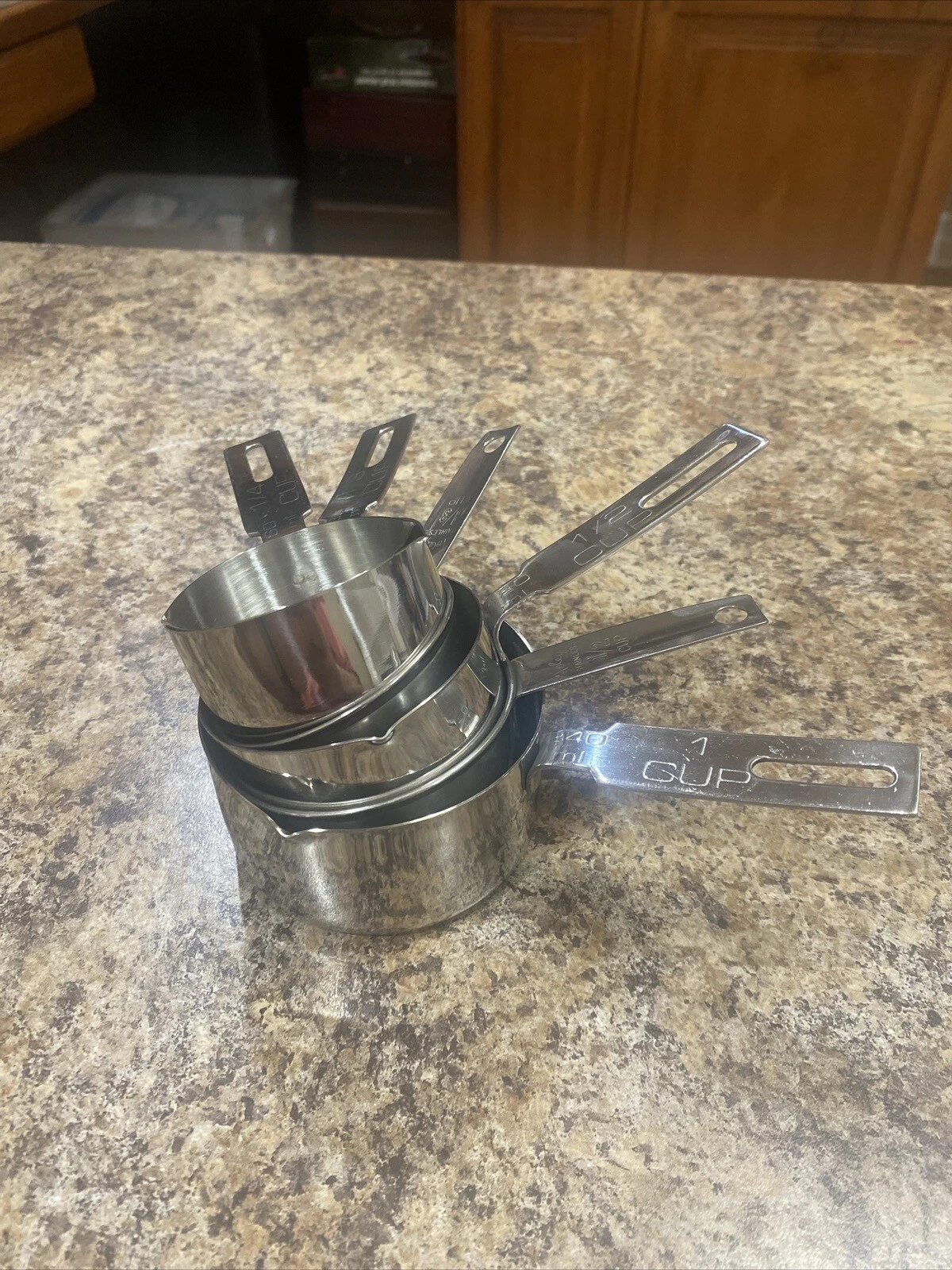 4 RSVP 18/8 & 2 Foley Stainless Steel 10/8 Nesting Measuring Cups, (Set of 6)