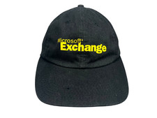 Vtg y2k 00s MICROSOFT EXCHANGE Black/Yellow TECH COMPANY HAT Windows Baseball Ca