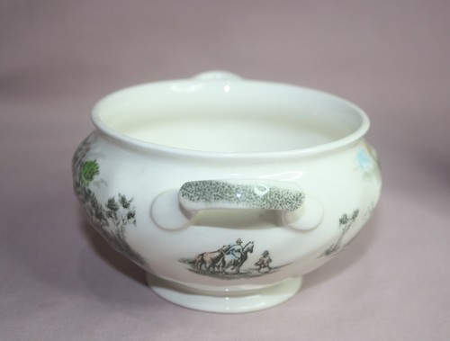 Vtg. MCM JOHNSON BROS. HAPPY ENGLAND CREAMER & SUGAR BOWL - Foto 5 di 7