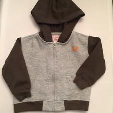 True Religion Toddler Size 18M Zip Up Hoodie Jacket Gray/Green