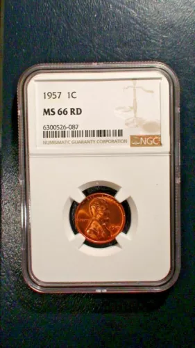 1957 P Lincoln Wheat Cent NGC MS66 RED GEM 1C Coin PRICED TO SELL!