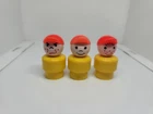 Vintage Fisher Price little people lot/3 yellow boy boys w/red caps