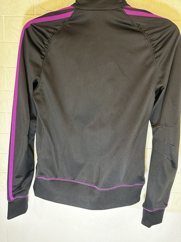 NEW Adidas Long Sleeve Full Zip Track Jacket Lightweight Black Pink Girls M 10 - Picture 2 of 5