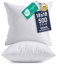 18x18 Pillow Inserts, Set of 2, White   Indoor Decorative Throw Pillows for B...