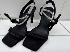 JONATHAN SIMKHAI Black cassie crystal strappy heel sandal in size 37