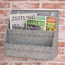 AltoBelli Wand Zeitungshalter FELINI Zink Grau 29x24 cm Zeitungsständer