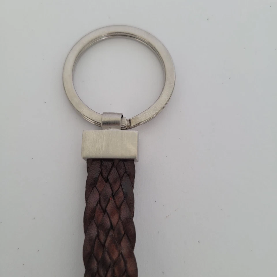 Ferragamo Key Chain Ring Fob Ring Charm Leather Brown Silver Small Keychain  - Image 4 of 4