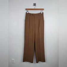 Reformation Women Brown Pleated Trouser Pant Size 4