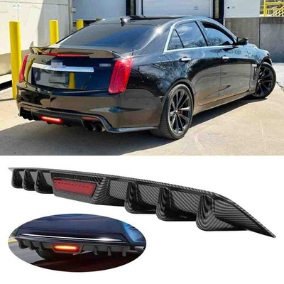 Carbon Fiber Rear Bumper Diffuser w/ LED Tail Light For Cadillac CTS XTS ATS CT4