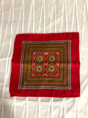 Vintage 100% SILK SQUARE Made in Italy handkerchief Royal Red Abstract Retro