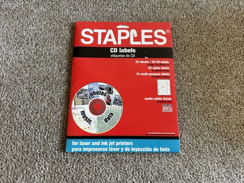 Staples CD Labels 20 Sheets Can Make 40 Labels