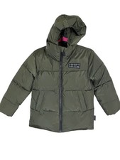 Hood Puffer Jacket Kid 8Y Green Preppy Neutral Quilted Classic Outdoor Ski Sport