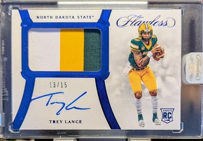 2021 Panini Flawless Collegiate TREY LANCE 13/15 RPA Patch Sapphire Auto RC #10