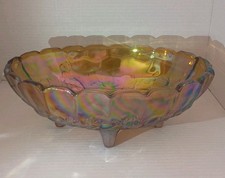 VINTAGE GOLD  COLORED OVAL 4 FOOTED CARNIVAL ...