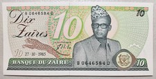 Zaire 10 Zaires 1985 Unc, Printer HdMZ
