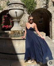 ZARA XS, XL WOMAN ZW COLLECTION POLKA DOT PRINT DRESS NAVY BLUE 2846/074/401 NEW