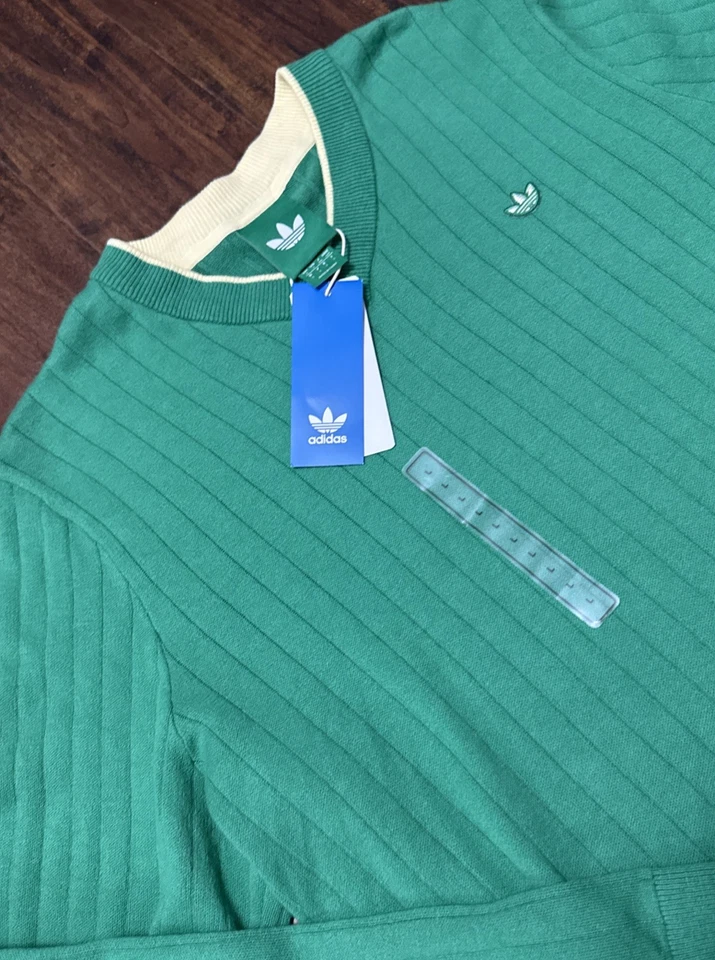 Nuevo con etiquetas Adidas Golf Originales Suéter Tejido Cachemira Trébol Verde Para Hombre L $180. F2 Foto 4 de 4